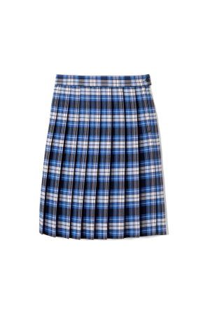 At The Knee Plaid Pleated Skirt