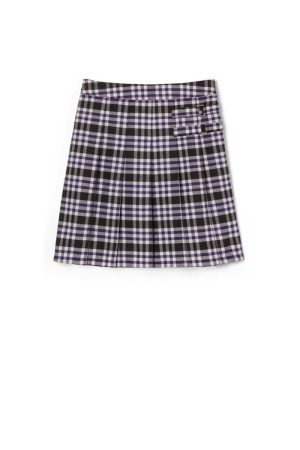 Plaid Pleated Two-Tab Skort